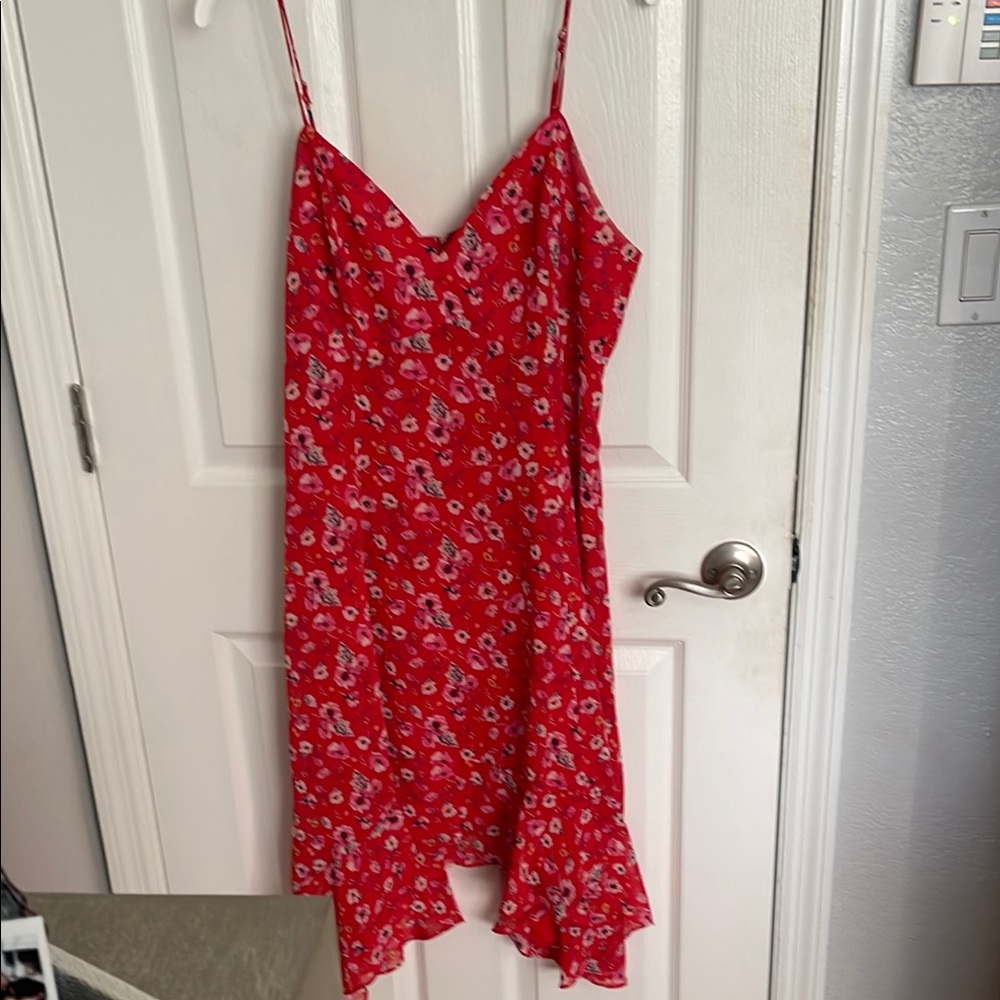 Red Floral Spaghetti Strap Dress